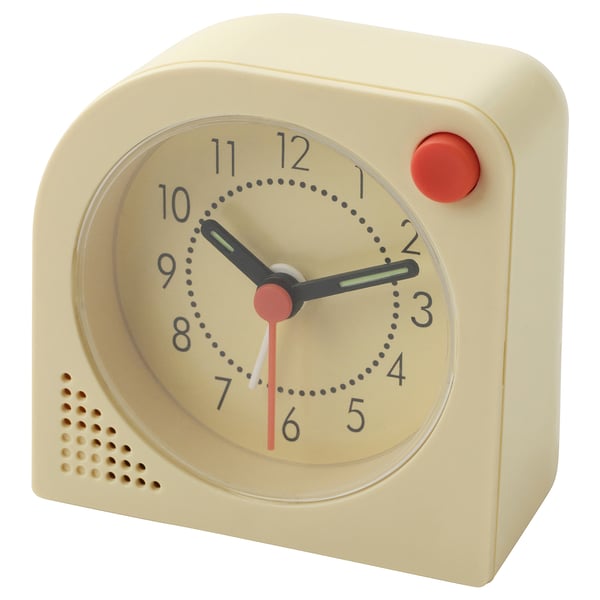 IKEA TJINGA Alarm clock pale yellow 3 ¼x3 ¼ "