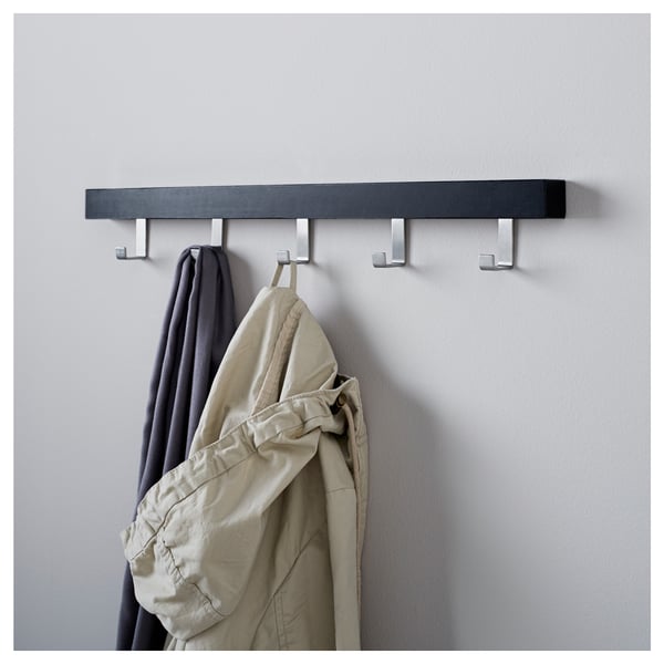 IKEA TJUSIG Wall/door Rack With Knobs Black 23 ½ "