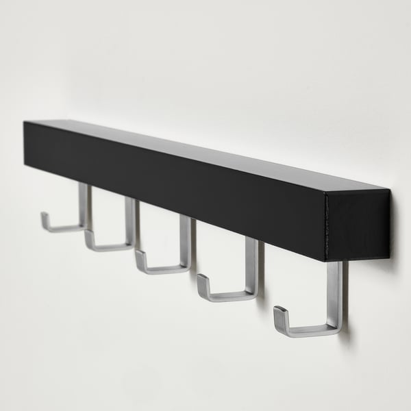 IKEA TJUSIG Wall/door Rack With Knobs Black 23 ½ "