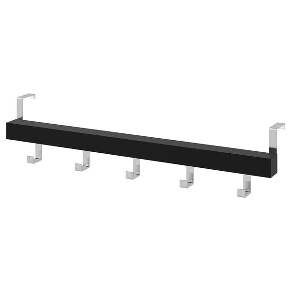 IKEA TJUSIG Wall/door rack with knobs black 23 ½ "
