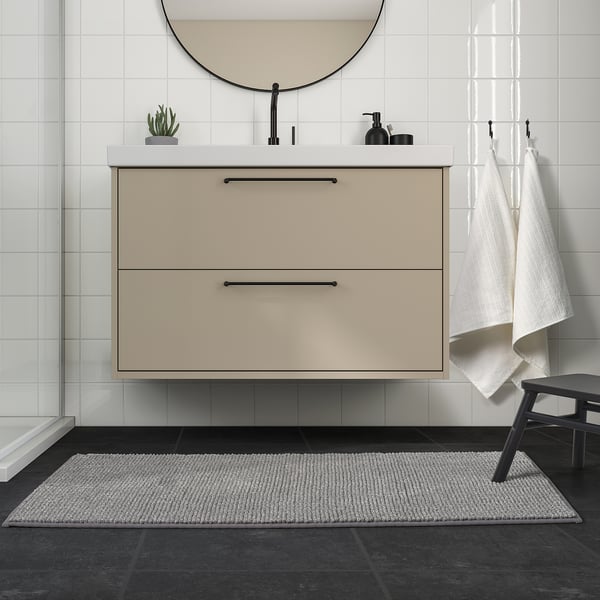 IKEA TOFTBO Bath Mat Gray-white Mélange 24x47 "