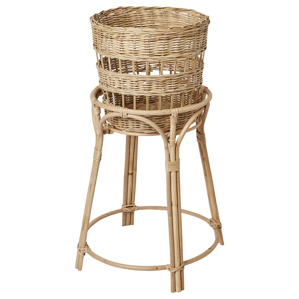 IKEA TOLKNING Plant stand handmade rattan 26 "