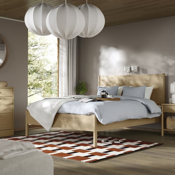 IKEA TONSTAD Bed Frame Oak Veneer Queen