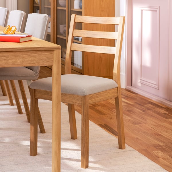 IKEA TONSTAD Chair Oak Effect/Fridtuna Light Beige