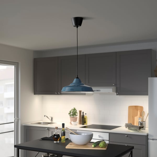 IKEA TRETTIOEN Pendant Lamp Blue 15 "