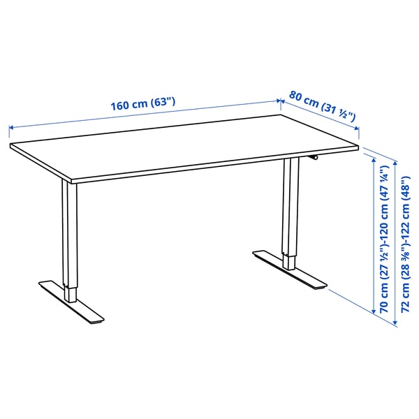 IKEA TROTTEN Desk Sit/stand White 63x31 1/2 "