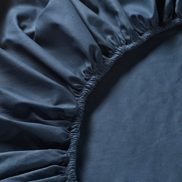IKEA ULLVIDE Fitted Sheet Dark Blue Queen