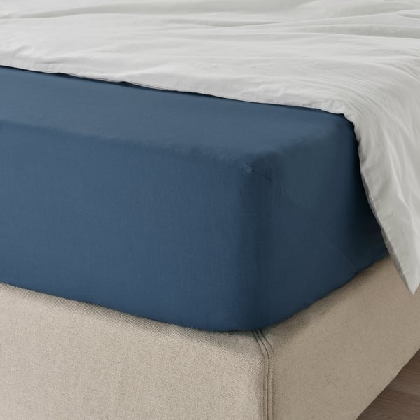 IKEA ULLVIDE Fitted Sheet Dark Blue Twin