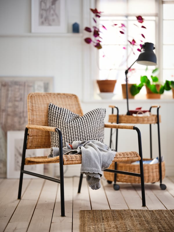 IKEA ULRIKSBERG Armchair Rattan/anthracite