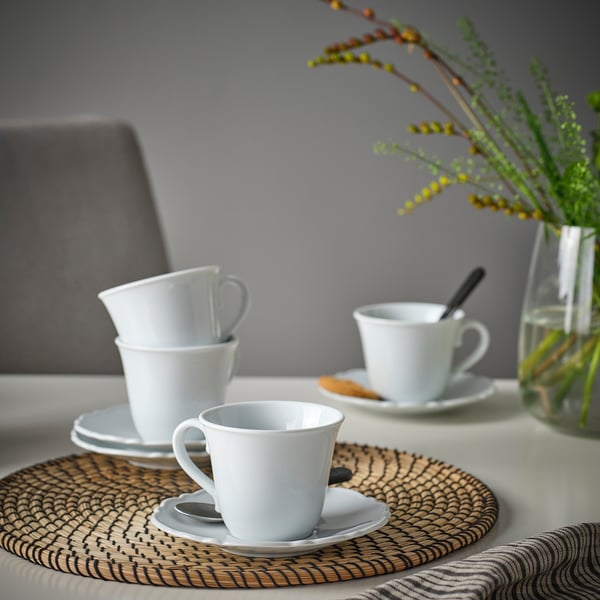 IKEA UPPLAGA Cup And Saucer White 8 Oz