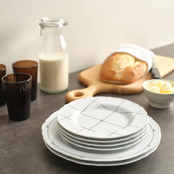 IKEA UPPLAGA Plate Patterned/white 11 "