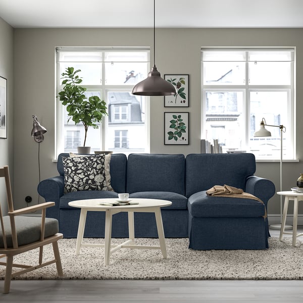 IKEA UPPLAND Sofa With Chaise Kilanda Dark Blue