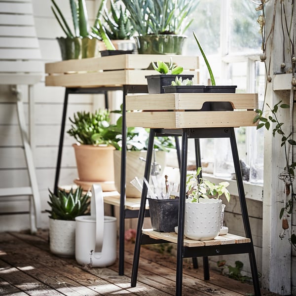 IKEA VANILJSTÅNG Plant Stand Pine/black 26 ½ "