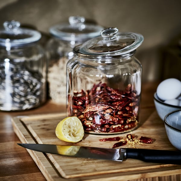 IKEA VARDAGEN Jar With Lid Clear Glass 64 Oz