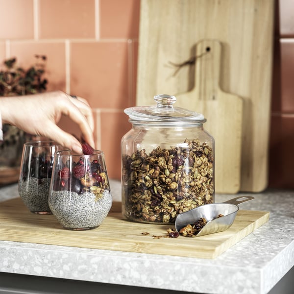 IKEA VARDAGEN Jar With Lid Clear Glass 64 Oz