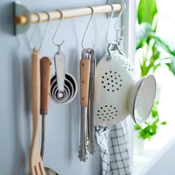 IKEA VARDAGEN Tongs Stainless Steel/beech 12 "