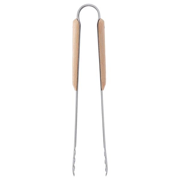 IKEA VARDAGEN Tongs stainless steel/beech 12 "