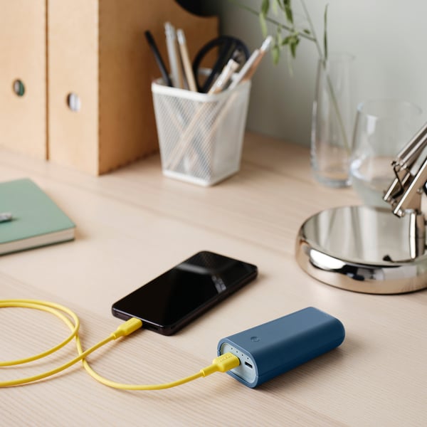 IKEA VARMFRONT Portable Charger Blue 5200 MAh