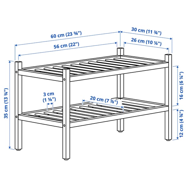 IKEA VASSKÄR Shoe Rack Bamboo 23 5/8 "