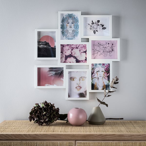 IKEA VÄXBO Collage Frame For 8 Photos White 5x7 "