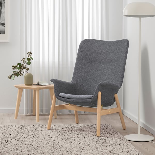 IKEA VEDBO High Back Armchair Gunnared Dark Gray