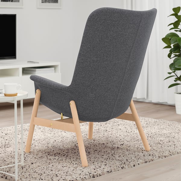 IKEA VEDBO High Back Armchair Gunnared Dark Gray