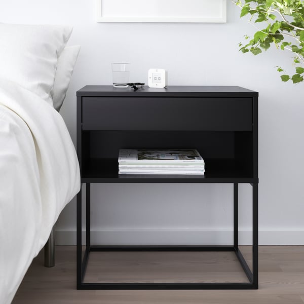 IKEA VIKHAMMER Nightstand Black 23 5/8x15 3/8 "