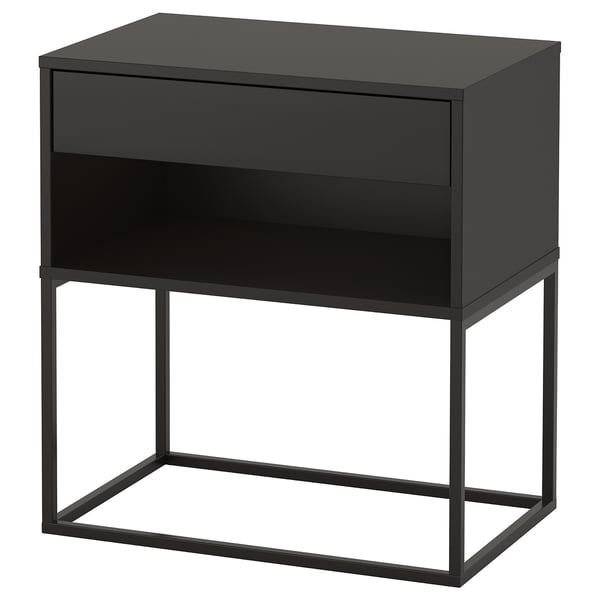 IKEA VIKHAMMER Nightstand black 23 5/8x15 3/8 "