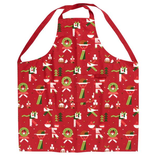 IKEA VINTERFINT Apron Christmas pattern red 33x35 "