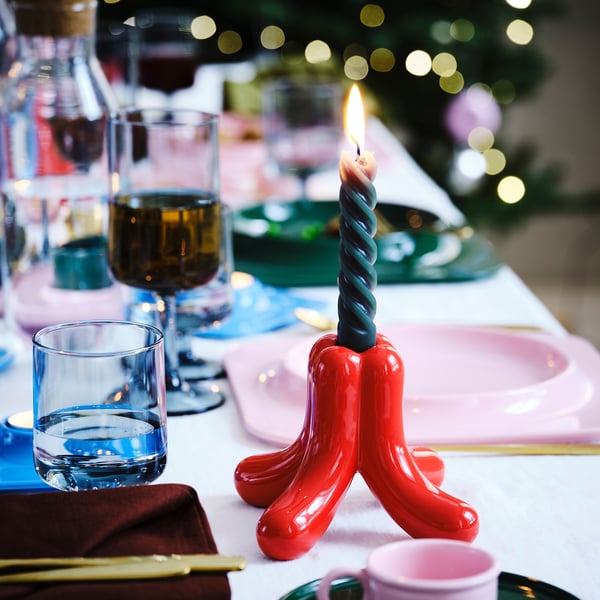 IKEA VINTERFINT Candlestick Red 4 "