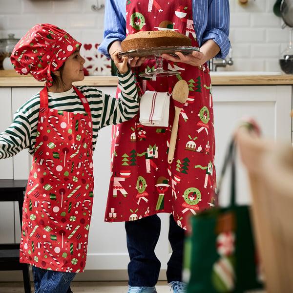 IKEA VINTERFINT Children's Apron Candy Red 4-7