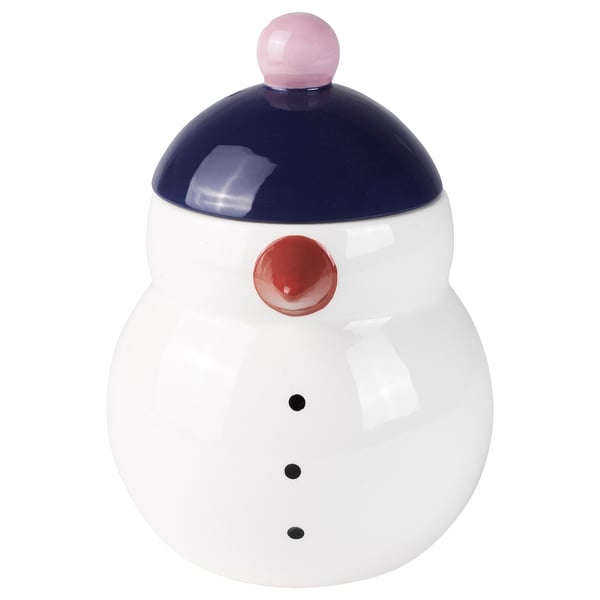 IKEA VINTERFINT Jar with lid snowman white 34 oz