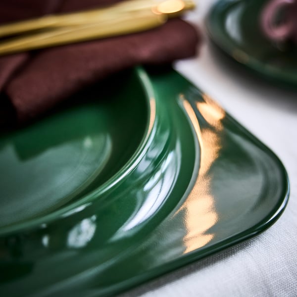 IKEA VINTERFINT Plate Dark Green 10 ½x10 ½ "