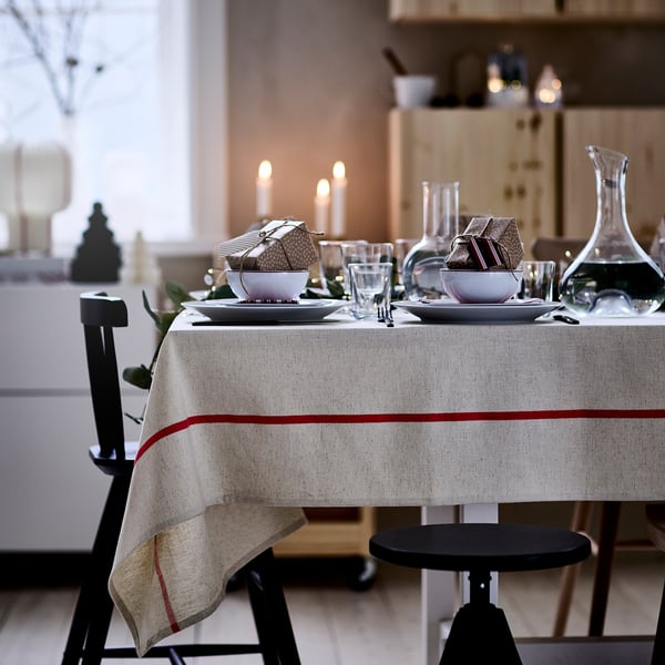 IKEA VINTERFINT Tablecloth Off-white/red 57x126 "