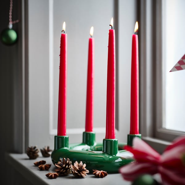 IKEA VINTERFINT Unscented Taper Candle Red 9 ¾ "