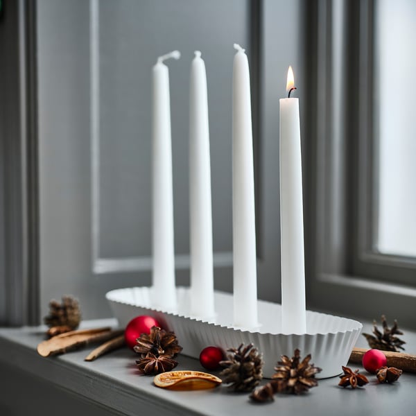 IKEA VINTERFINT Unscented Taper Candle White 9 ¾ "