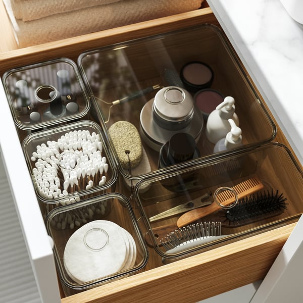 IKEA VISSLAÅN Box With Lid Set Of 5 Gray