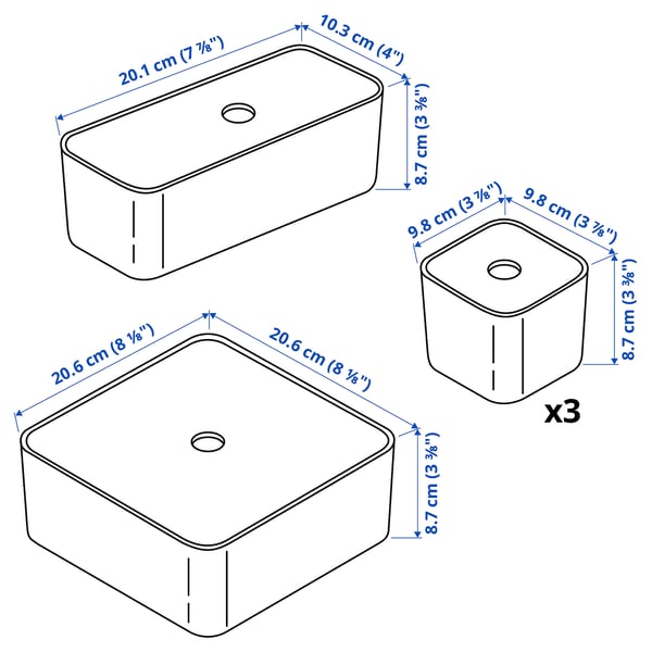 IKEA VISSLAÅN Box With Lid Set Of 5 Gray