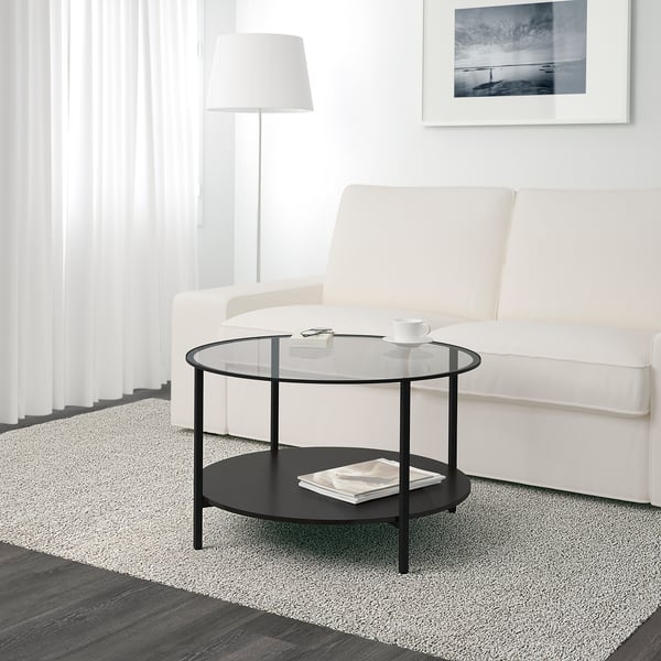 IKEA VITTSJÖ Coffee Table Black-brown/glass 29 1/2 "