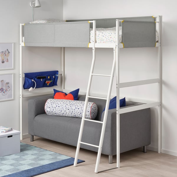 IKEA VITVAL Loft Bed Frame White/light Gray Twin