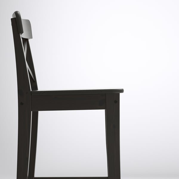 IKEA INGOLF Bar Stool With Backrest Brown-black 24 3/4 "