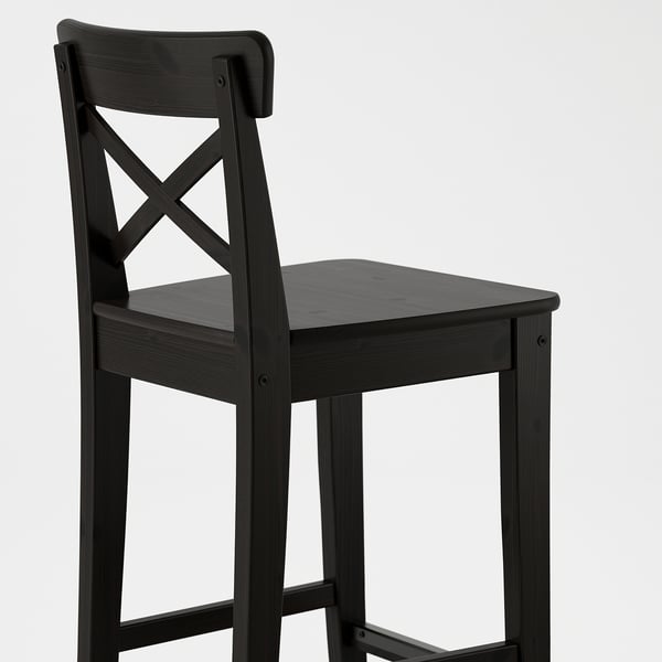 IKEA INGOLF Bar Stool With Backrest Brown-black 24 3/4 "
