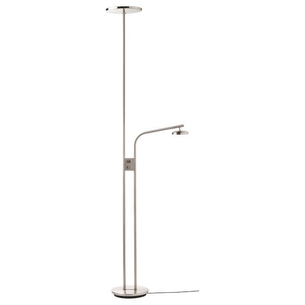 IKEA ISJAKT LED floor uplighter/reading lamp dimmable/nickel plated 71 "