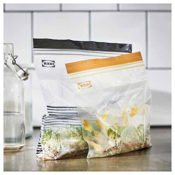 IKEA ISTAD Resealable Bag Patterned Black/yellow 3/1 Qt