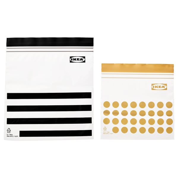 IKEA ISTAD Resealable bag patterned/black yellow 34/14 oz