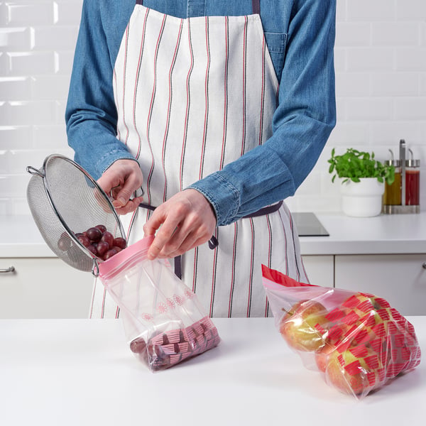 IKEA ISTAD Resealable Bag Patterned Red/pink 3/1 Qt