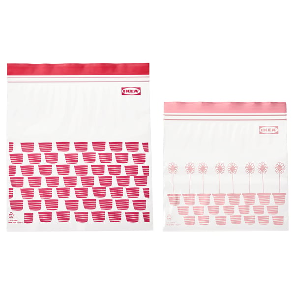 IKEA ISTAD Resealable bag patterned red/pink 3/1 qt