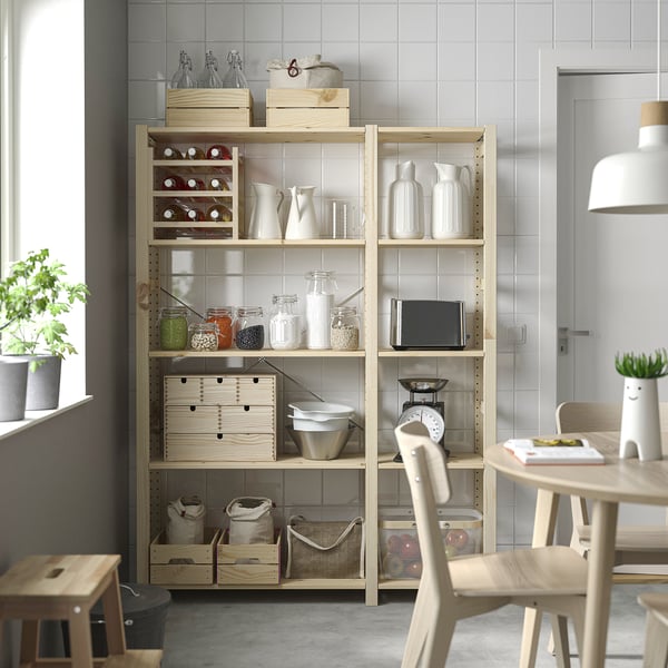 IKEA IVAR 2 Section Shelving Unit Pine 52 3/4x11 3/4x70 1/2 "