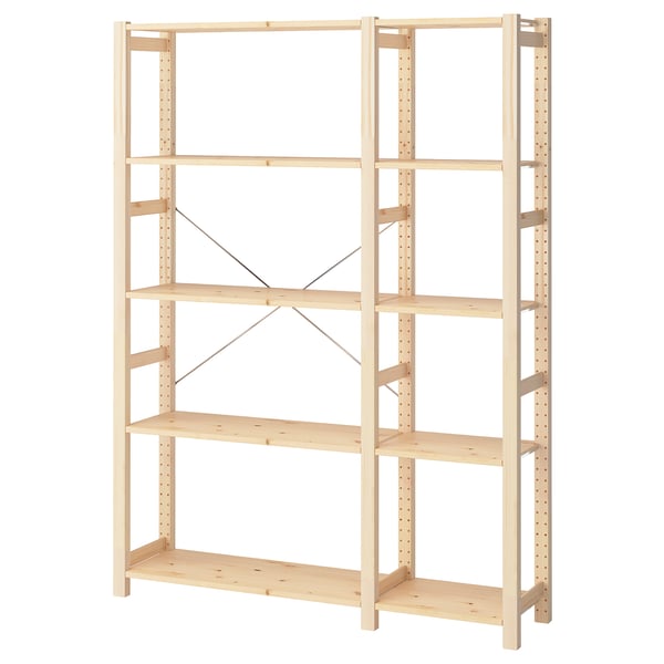 IKEA IVAR 2 section shelving unit pine 52 3/4x11 3/4x70 1/2 "