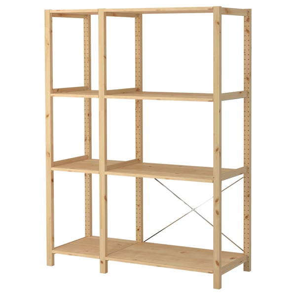 IKEA IVAR 2 section shelving unit pine 52 3/4x19 5/8x70 1/2 "